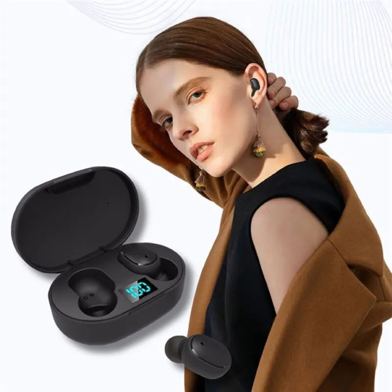 E6S TWS Wireless Bluetooth Headset, cancelamento de ruído, LED Earbuds com micr