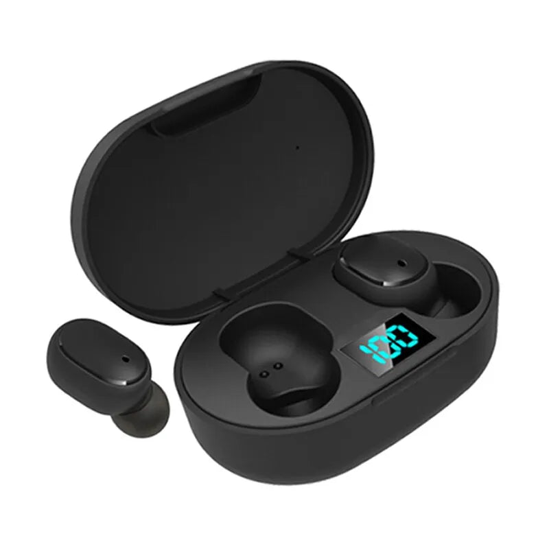 E6S TWS Wireless Bluetooth Headset, cancelamento de ruído, LED Earbuds com micr
