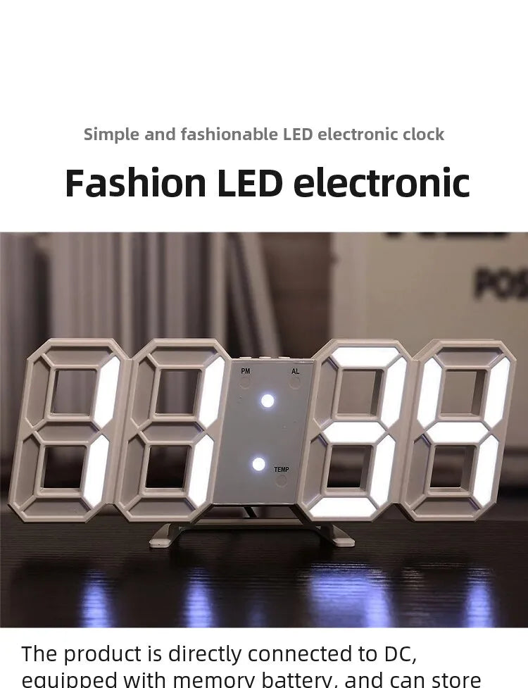 LED Digital Luminous 3D Relógio de parede, Multifuncional Criativo USB Plug in