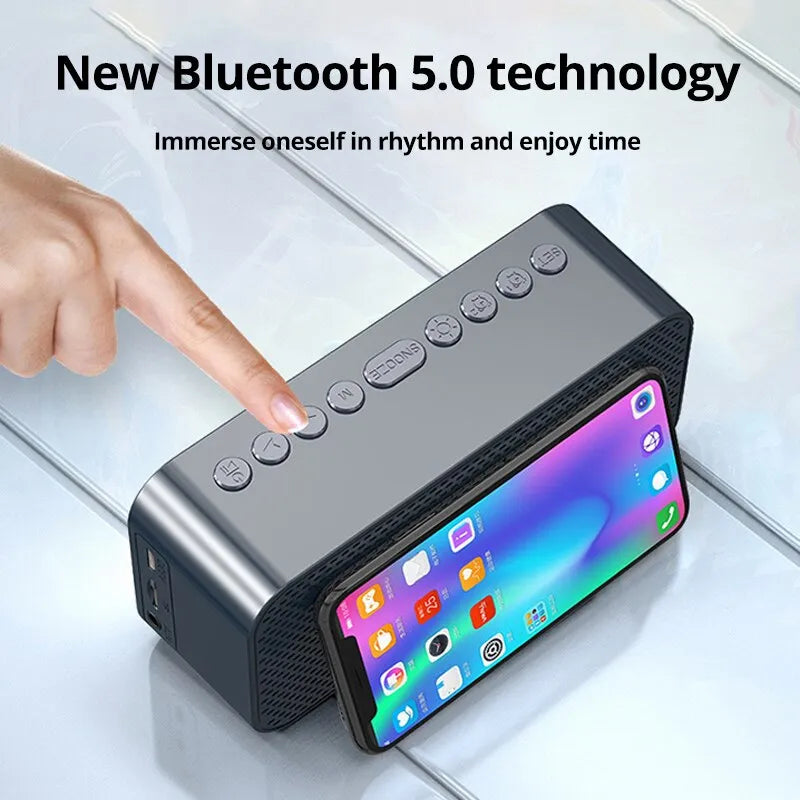 1pc LED Despertador Digital com Bluetooth, alto-falante Espelho Quarto Escritór